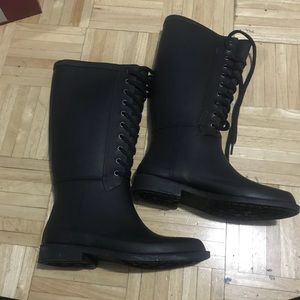 Lace up rain boots